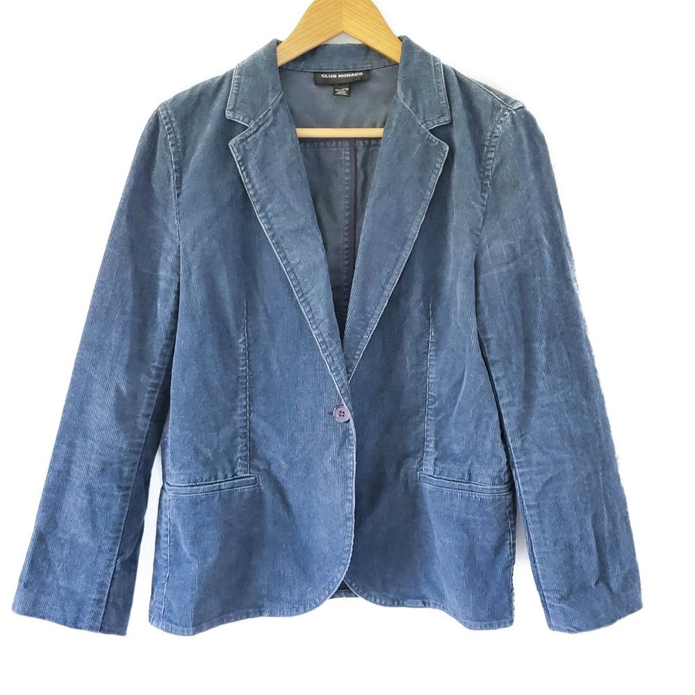 Club Monaco Blue Cotton Textured Blazer - Med